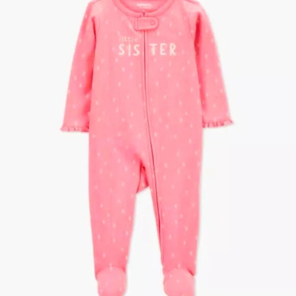 Carter's Just One You® Baby Girls' Little Sister Footed Pajama Rose Pink 6M - Picture 1 of 3